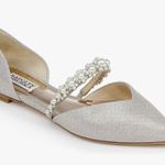 Badgley Mischka Mischka Natalia Embellished D’Orsay Flat 6.5 Bridal Champagne Pearl Photo 4