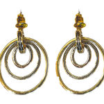 Sam Edelman NEW - Elegant Gold Multi-Layer Textured Chic Circle Drop Earrings Statement Photo 0