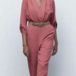 ZARA Belted Wrap Effect Jumpsuit in Mauve Pink WOMEN'S Size small Photo 0