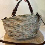 Fossil  Multi Colored Woven Brown Leather Top Handle Crossbody Medium Bag Photo 6