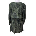 Rails  Zana Olive Mixed Animal Stripe Dress Womens Size Large Long Sleeve Smocked Photo 2