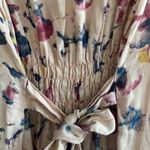 Bellambra Linen Midi Dress Light Pink Smocked waist Tie Back sleeveless Size S Photo 4