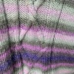 Handmade Purple Cable Knit Grannycore Sweater Purple Gray Chunky Stripe‎ Size M Colorful Photo 2