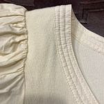 &Merci Cream Puff Sleeve Top M‎ Henley Rib Knit Stretch Romantic Cottagecore Size M Photo 5