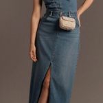 Pilcro  Anthropologie $158 The Madi Front Slit Denim Strapless Dress Western Y2K Photo 0