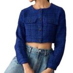 Anthropologie NWT  Maeve Cropped Tweed Blazer Size S Photo 1