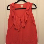 DKNY  Jeans Coral Striped Ruffle Blouse Size XL Photo 0