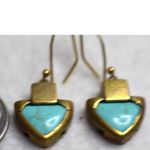 Silpada  KR Collection Turquoise 1" Matte Gold Tone Dangle Hook Western Earrings Photo 2