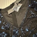 Adrianna Papell Adriana Papell Black Blue Sequin & Bead Cocktail Sheath Dress Size 8 Beaded Photo 4