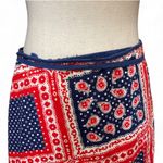 Vintage Americana Red Blue Bandana Floral Paisley Print Wrap Maxi Skirt OS Size undefined Photo 2