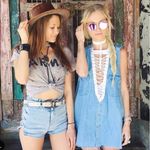 LF NWT Furst Of A Kind Lace-Up Chambray Top Photo 1