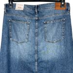 Lucky Brand  SZ 16/33 Rigid Denim Maxi Jean Skirt Modest Zip-Fly Frayed Hems Blue Photo 4