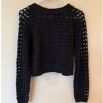 Freshman 1996 NWT Open Knit Pullover Crop Sweater Black Women's Size Large Photo 2