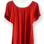 Naked Zebra Open Back Short Sleeve Blouse Red Small Flowy Date Night Spring Top Photo 0