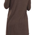 Women's Long Sleeve Scoop Neck Button Side Sweater Tunic Dress Brown Photo 3