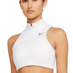 Nike Women's Air Dri-FIT Swoosh Mockneck 1/2-Zip Bra-White/Black Photo 0