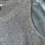 Chico's  Metallic Knit Sweater Vest Womens 2 Beige Sparkle Casual Work Neutral Photo 5