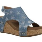 Corkys Carley Patriotic Star Studded Denim Slingback Wedge Sandals Blue Size 9 Photo 0
