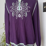Cabela's  Womens Large Purple Quarter Zip Wool Blend Sweater Pullover‎ Top Ski Photo 0