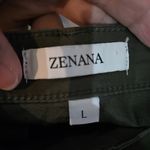 Zenana Outfitters DOP-1617A High Rise Flare Cropped Army Green Chino Pants Raw Hem Work Photo 2