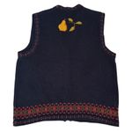Karen Scott VTG  Navy Blue Embroidered Fall Fruit Vest Women's Size Medium Photo 1