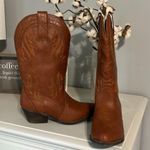 True Craft Western Cowboy Boots Womens 7.5 Mid Calf Cognac Brown Embroidered  Tennessee Photo 2