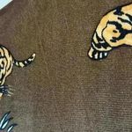 Miami Vintage 70s Disco Mod Tiger All Over Art Cat Print Brown Button Shirt Photo 7