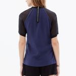 Madewell Shirt Womens Small Navy Blue Black Silk Front Row Tee Casual Workwear Photo 8