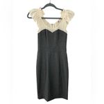 Rebecca Taylor  Gray Cream Wool Silk Combo Sheath‎ Dress Sweetheart Front Size 0 Photo 1