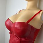 The Sang  Red Faux Leather Bustier Top Sz M Photo 1