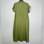August Sky Light Green 100% Brushed Cotton Short Sleeve Button‎ Front Midi Dress Photo 7