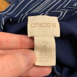 Chico's Pinstripe Tank Top Women Size Large Lace V-Neck Sleeveless Blouse Summer Photo 3