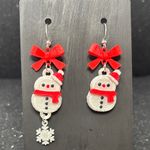 Snowman Earrings with Red Bows & Silver Accents ❄️ | Festive Christmas Jewelry Photo 0