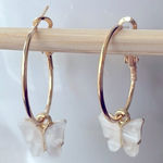 Lulus Gold hoops + white butterfly earrings Photo 0