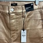 EXPRESS  Ladies Rose Gold High Waisted Metallic Coated Modern Straight Jeans NWT Photo 6