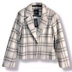 Bagatelle Cropped Blazer Cream, Gray and Beige Women’s Size Medium Single Button Photo 0