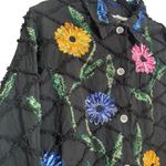 Vintage Roaman's Black Jacket Vibrant Floral Embroidery Yellow Blue Pink Large Photo 0