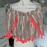 Dizzy Lizzy Shorts Brown Coral Tassl Wrap Elastic Waist Womens Large Photo 5
