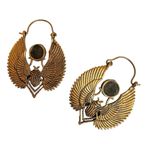 Egyptian Revival Scarab Wing Earrings with Labradorite Gold Photo 8