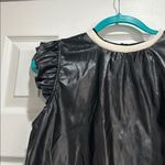 THML  Faux Leather Flutter Sleeve Shirt Photo 4