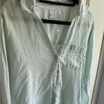 Sigrid Olsen  Light Green Button Down Shirt Photo 1