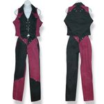 Vintage Western Ethics Jeans Vest Top Pants Country Maroon Black Women Two Tone Red Size undefined Photo 1