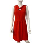 Anne Klein Red Lined Sleeveless Wool Blend Dress with Twisted Bodice Size 6 Photo 2