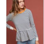 Anthropologie ✨ tla Paramount Striped Peplum Sz Large Sweatshirt✨ Photo 1