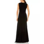 Mac Duggal  Size 4 Black Draped Side Knot Rhinestone Ring Jersey Gown NWT Event Photo 1
