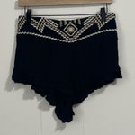 Design Lab Lord & Taylor Embroidered Ruffle‎ Short Large Black Photo 0