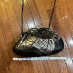 Vintage 80s Clemente Black & Silver Metallic Snakeskin Leathe Purse Clutch, RARE Photo 2