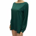 MAKARTHY Long Puff Sleeve Boat Neck Tee Shirt Tunic Top Womens Small Green Photo 4
