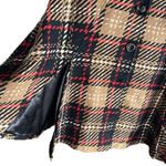 Cejon Brown & Red wool blend Poncho Button Up Collared plaid Cape Size M Photo 6
