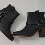 Madewell  Black Ankle Boots with Brown Heel Photo 0